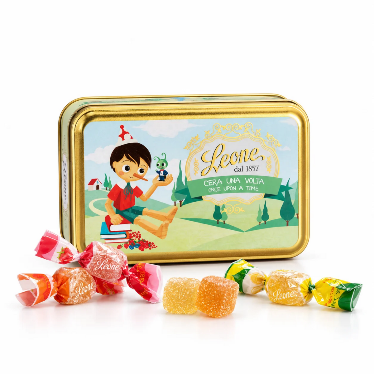Pinocchio Fruit Jellies 100 g – Leone "Once Upon a Time" Collector's Tin – Gluten-Free, Vegan