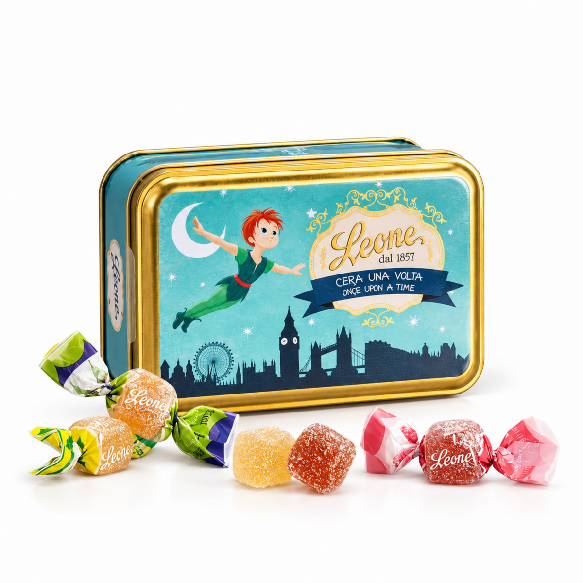 Peter Pan Fruit Jellies 100 g – Leone « Once Upon a Time » Collection Tin – Gluten-Free, Vegan