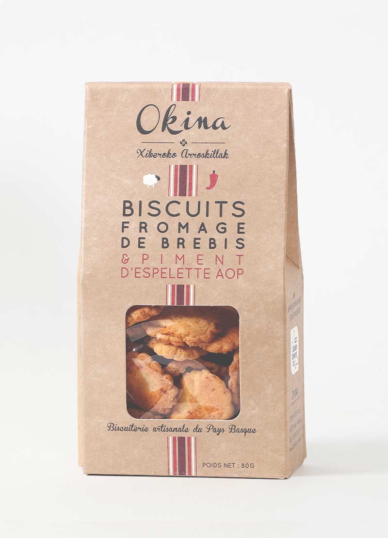Sheep Cheese &amp; Espelette Pepper Biscuits AOP 80g