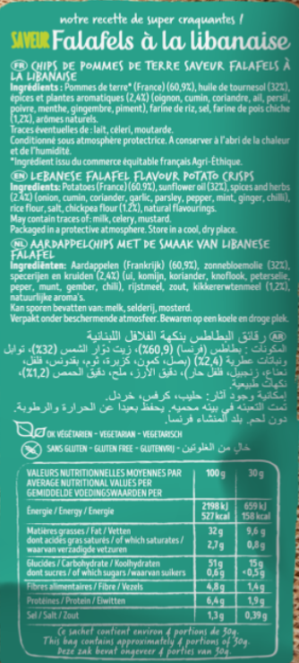 Chips Bret’s Ondulées Saveur Falafel 125g – Chips Françaises Authentiques aux Épices Orientales