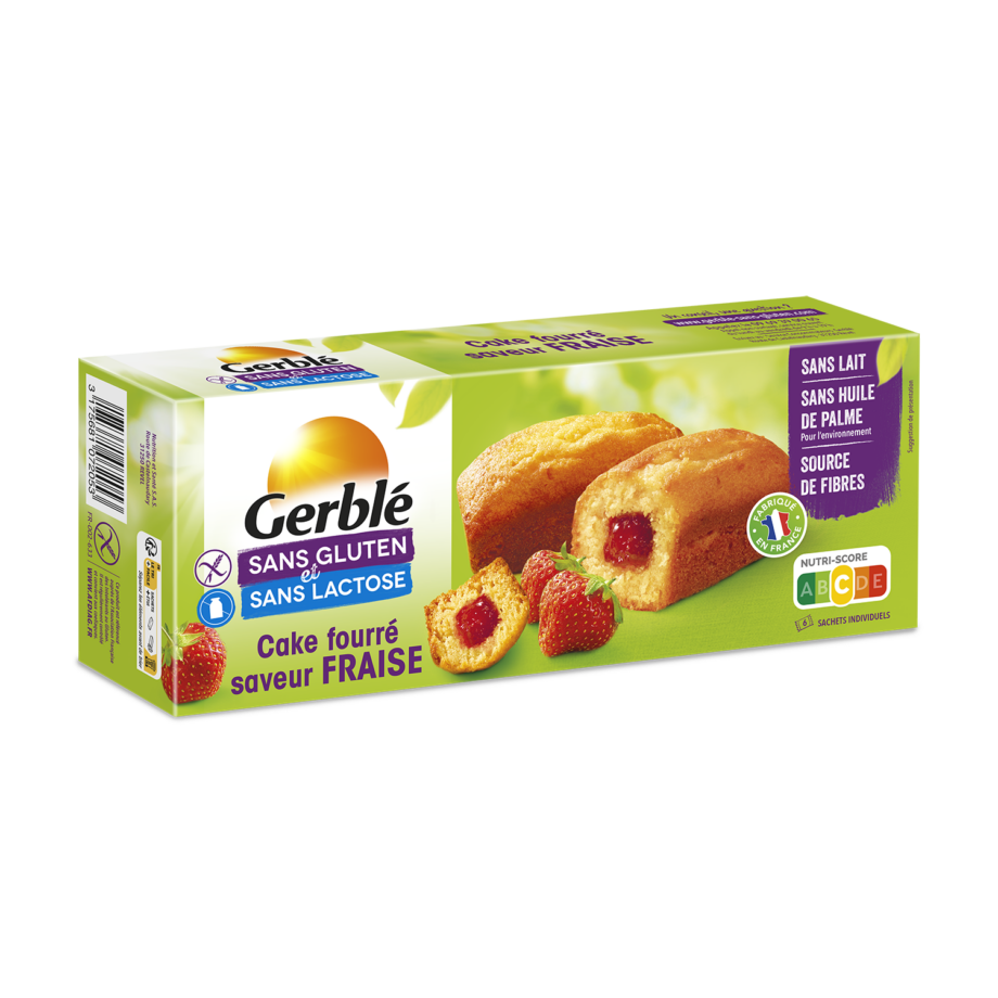 Cake Fourré Saveur Fraise 210g   Sans Gluten   et Sans Lactose