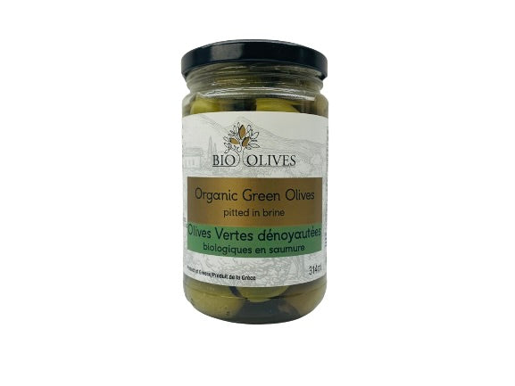 Organic pitted green olives in brine 314ml