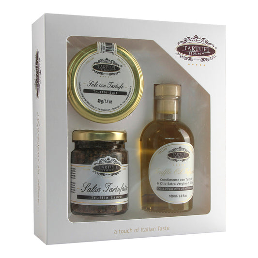 Coffret cadeau Huile d'Olive Extra Vierge, Sel, Truffe d'Été