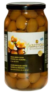 Green Greek olives stuffed with almonds 1L